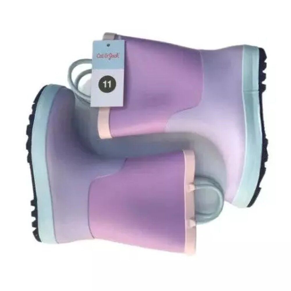 Girls Ali Colorblock Rain Boots - Cat and Jack (Purple) "Size 11" - NEW!!! - Picture 4 of 4